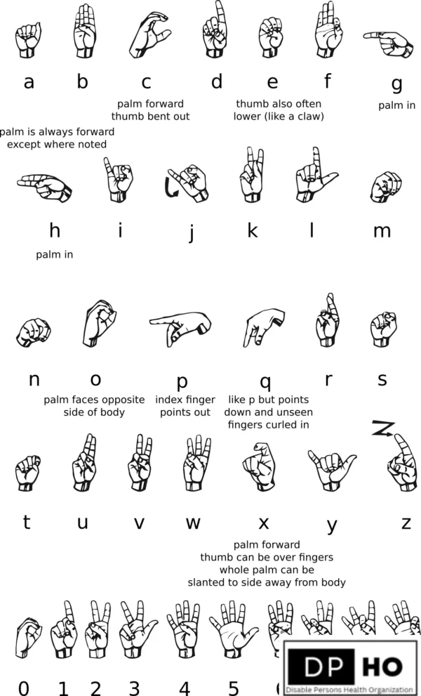 A comprehensive American Sign Language (ASL) alphabet chart used as a foundational tool for special education in China to support students with hearing impairments.