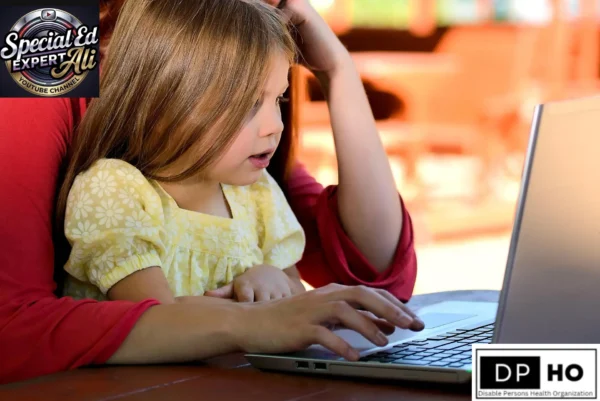 A colorful collage of interlocking puzzle pieces in red, green, blue, and yellow. The central red piece prominently displays the text 'AUTISM AWARENESS' in yellow font. This visual represents the historical transition from Autism Awareness vs. Autism Acceptance, featuring the Special Ed Expert Ali and DP-HO logos for professional branding.