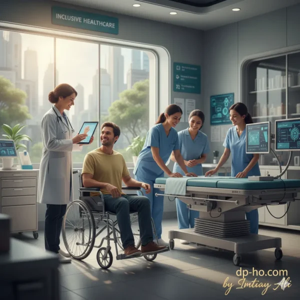 Inclusive Healthcare: A modern accessible medical facility by Imtiyaz Ali (dp-ho.com) showing equitable health resources and support for disabled persons in 2026.