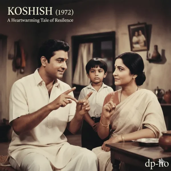 A classic scene from the movie Koshish (1972) showing how cinema redefines disability through a heartwarming tale of resilience and sign language communication.